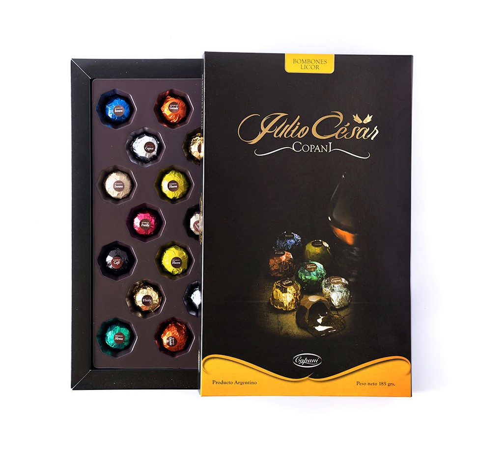 Bombones suizos chocolate con licor julio cesar