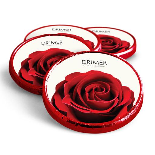 Moneda de chocolate rosas drimer