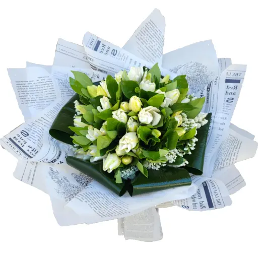 Ramo de flores 50 jazmines con papel coreano white