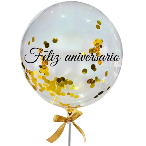 GLOBO BURBUJA FELIZ ANIVERSARIO CON AIRE