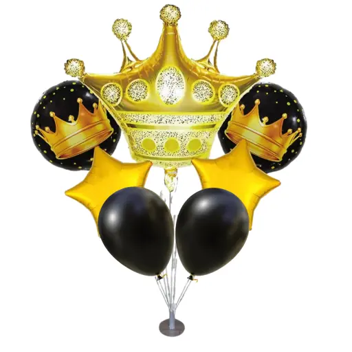 SET DE GLOBOS CORONA DORADA CON AIRE