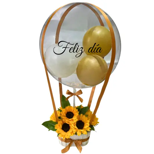 GLOBO BURBUJA CON CANASTA DE GIRASOLES 