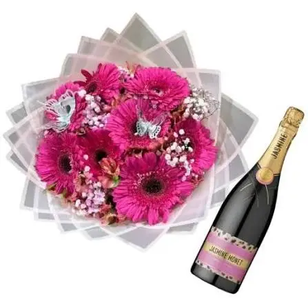 Ramo de flores gerberas y astromelias con jasmine pink rose